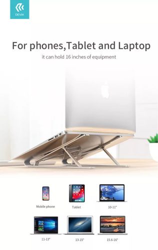 Devia Pro1 asztali tablet/laptop tartóállvány max. 16" méret - szürke