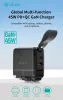 Devia Global 45W PD+QC hálózati gyorstöltő utazó adapter (CN/JP/US/EU/UK/AU) - fekete