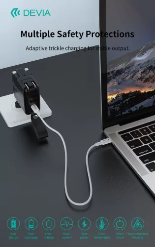 Devia Global 45W PD+QC hálózati gyorstöltő utazó adapter (CN/JP/US/EU/UK/AU) - fekete