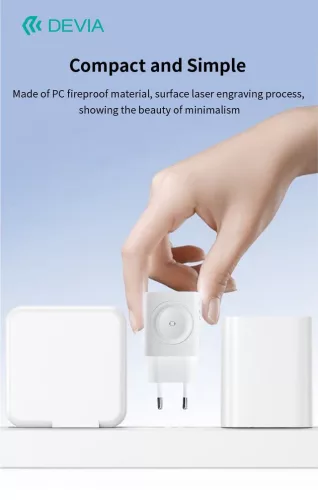 Devia Ultra1 22W PD+QC+Apple Watch 2in1 hálózati gyorstöltő adapter - fehér