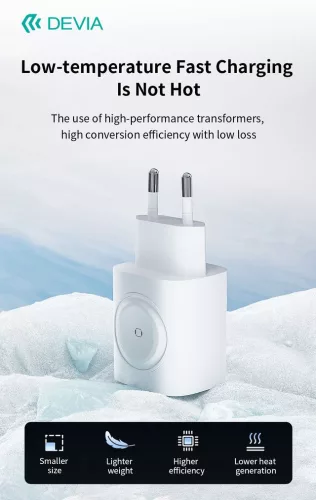 Devia Ultra1 22W PD+QC+Apple Watch 2in1 hálózati gyorstöltő adapter - fehér