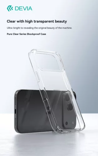 Devia Pure Clear ütésálló tok - Apple iPhone 17 Pro - átlátszó