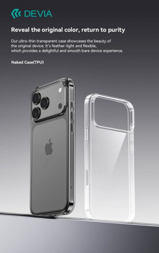 Devia Naked Series szilikon tok - Apple iPhone 17 Pro Max - átlátszó