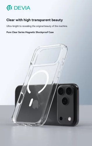 Devia Pure Clear Magnetic ütésálló tok - Apple iPhone 17 - átlátszó
