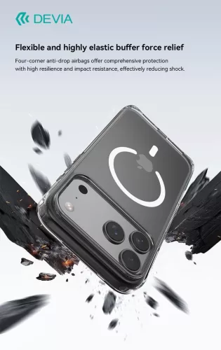 Devia Pure Clear Magnetic ütésálló tok - Apple iPhone 17 Pro - átlátszó