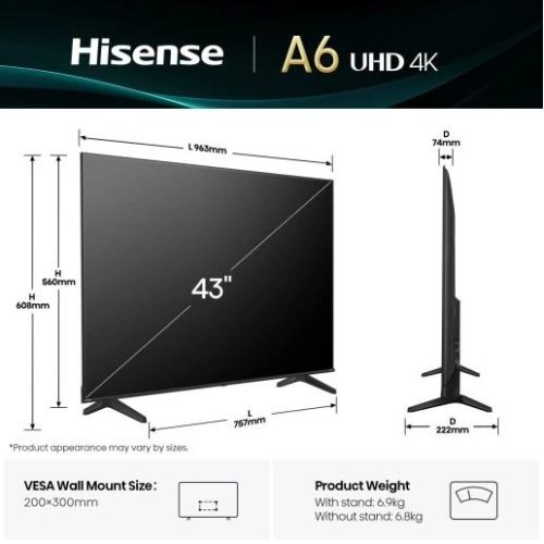 Hisense 43A6Q uhd smart led tv