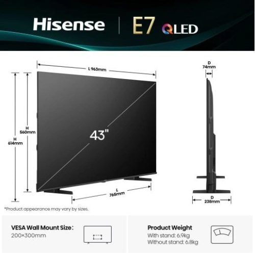 Hisense 43E7Q uhd smart qled tv