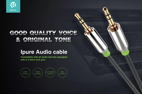 3,5 - 3,5 mm jack audio kábel 1 m-es vezetékkel - Devia iPure Audio Cable -     fekete