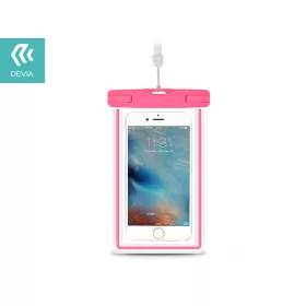   Univerzális vízálló védőtok max. 5,5'' méretű készülékekhez - Devia Ranger      Fluorescence Waterproof Bag - rózsaszín