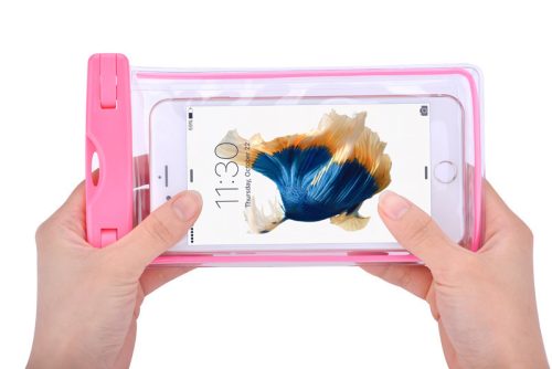 Univerzális vízálló védőtok max. 5,5'' méretű készülékekhez - Devia Ranger      Fluorescence Waterproof Bag - rózsaszín