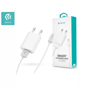   Devia USB hálózati töltő adapter + USB - micro USB kábel 1 m-es vezetékkel -    5V/1A - Devia Smart Charger Suit - fehér