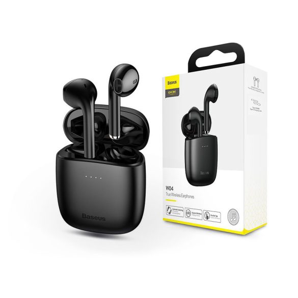 Baseus TWS Bluetooth sztereó headset v5.0 + töltőtok - Baseus W04 True Wireless Earphones with Charging Case - fekete