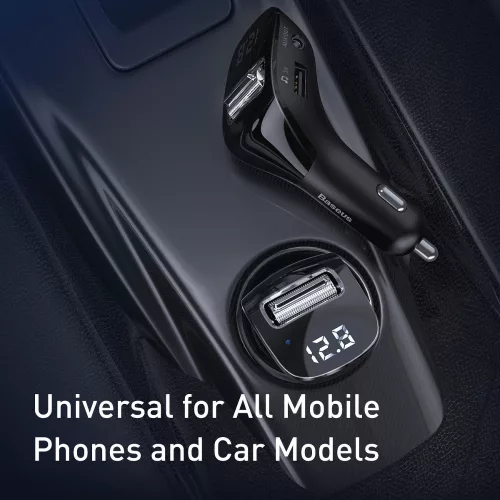 Baseus Bluetooth FM-transmitter/szivargyújtó töltő - 2xUSB + MP3 + AUX + Flash  Disk - Baseus F40 - fekete