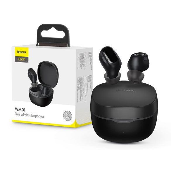 Baseus TWS Bluetooth sztereó headset v5.0 + töltőtok - Baseus WM01 True WirelessEarphones with Charging Case - fekete