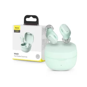   Baseus TWS Bluetooth sztereó headset v5.0 + töltőtok - Baseus WM01 True WirelessEarphones with Charging Case - zöld