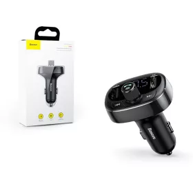   Baseus Bluetooth FM-transmitter/szivargyújtó töltő - 2xUSB + MP3 + TF/microSD   kártyaolvasó - Baseus S-09/TM01 - fekete