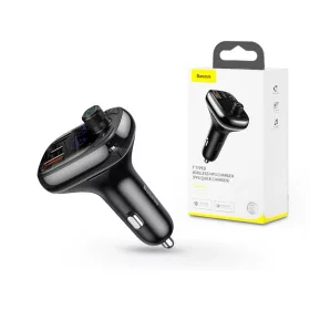   Baseus Bluetooth FM-transmitter/szivargyújtó töltő - 2xUSB+Type-C+MP3+TF/microSDkártyaolvasó+QC3.0 - Baseus S-13 - fekete