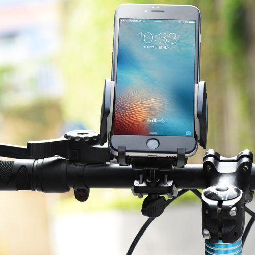 HOCO univerzális kerékpárra / motorkerékpárra szerelhető telefontartó max. 7"   méretű készülékekhez - fekete/szürke