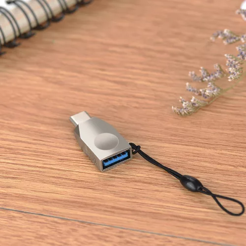 USB - USB Type-C OTG adapter - HOCO UA9 - USB 3.0 - ezüst