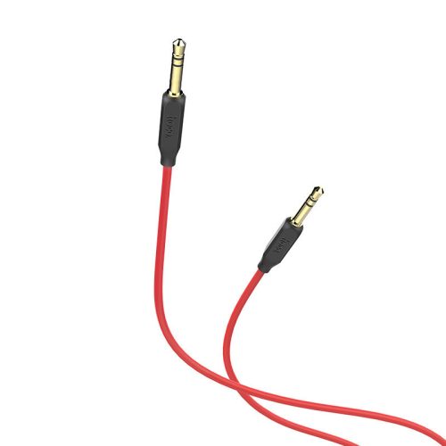 3,5 - 3,5 mm jack audio kábel 1 m-es vezetékkel - HOCO UPA11 Aux Audio Cable - fekete/piros