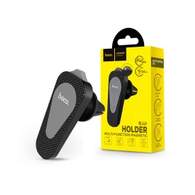  Univerzális szellőzőrácsba illeszthető mágneses PDA/GSM autós tartó vészhelyzetikalapáccsal és rejtett pengével - HOCO CA37 Magnetic Holder - fekete