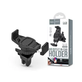  Univerzális szellőzőrácsba illeszthető PDA/GSM autós tartó 3,5-6" méretű        készülékekhez - HOCO CA38 Air Outlet In-Car Holder - fekete