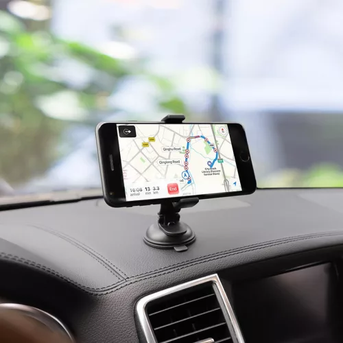 Univerzális műszerfalra/szélvédőre helyezhető PDA/GSM autós tartó - HOCO CA40 Car Holder - fekete