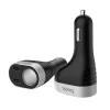 HOCO 2xUSB szivargyújtó töltő adapter + szivargyújtós aljzattal, LED kijelzővel - HOCO Z29 Car Charger - fekete/ezüst