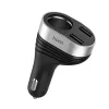 HOCO 2xUSB szivargyújtó töltő adapter + szivargyújtós aljzattal, LED kijelzővel - HOCO Z29 Car Charger - fekete/ezüst