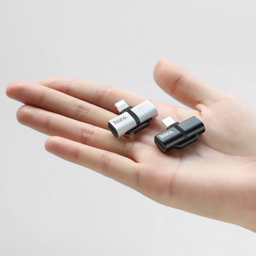 HOCO lightning + lightning adapter egyidőben történő töltéshez és zenehallgatáshoz - 5V/2A - HOCO LS20 - ezüst