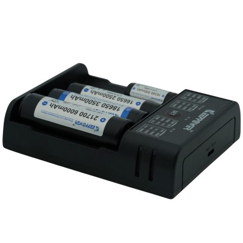 KeepPower K4 akku töltő Li-ion 14500/16340/CR123/18650/26650 cellákhoz