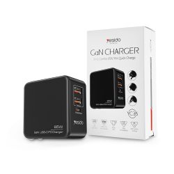   YESIDO hálózati töltő adapter 2xUSB + Type-C bemenettel - 65W - YESIDO YC35 3in1 GaN Charger PD + QC3.0 - fekete