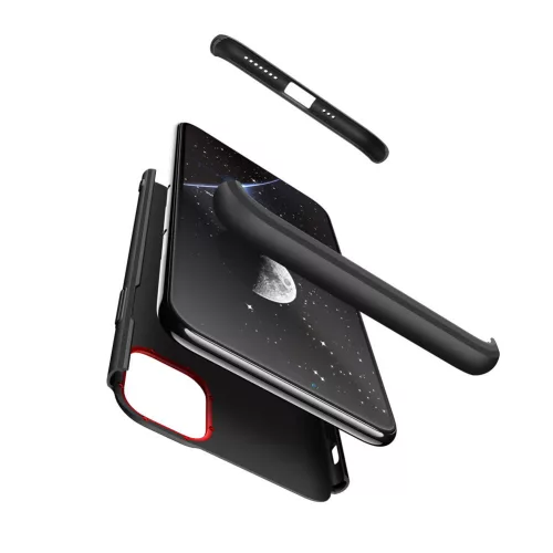 Apple iPhone 11 Pro Max hátlap - GKK 360 Full Protection 3in1 - fekete/piros