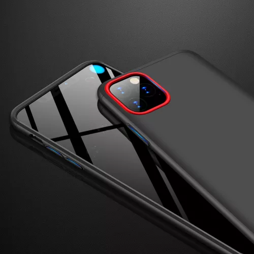 Apple iPhone 11 Pro Max hátlap - GKK 360 Full Protection 3in1 - fekete/piros