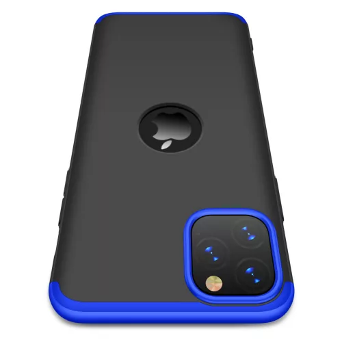 Apple iPhone 11 Pro Max hátlap - GKK 360 Full Protection 3in1 - Logo - fekete/kék