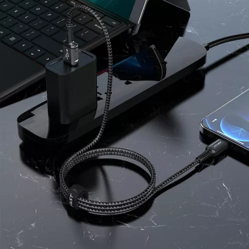 ACEFAST USB-A - Lightning töltő- és adatkábel 1,2 m-es vezetékkel - 5V/2,4A - ACEFAST C1-02 Acewire Pro Charging Data Cable - fekete (Apple MFI engedélyes)