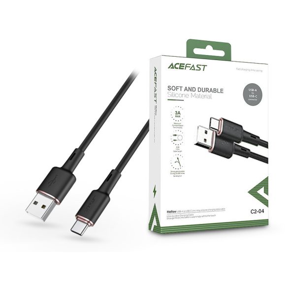 ACEFAST USB-A - USB Type-C adat- és töltőkábel 1,2 m-es vezetékkel - ACEFAST C2-04 Mellow Cable - 5V/3A - fekete