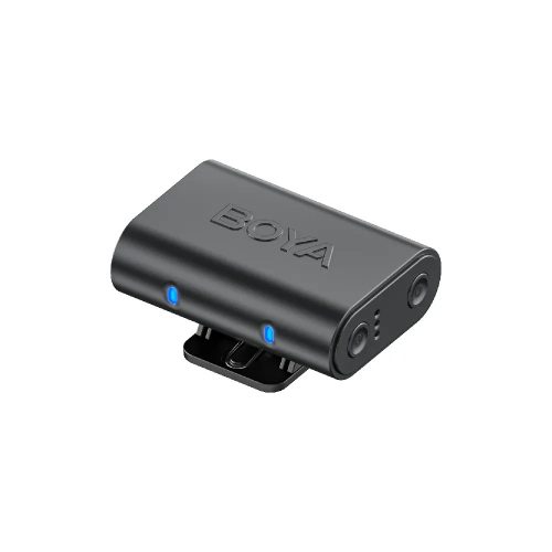 BOYA Magic - 2 vevő + 2 adó + 1 töltőtok + 1 többfunkciós tárolótáska, Type-C, 3,5 mm-es kamera-vevő, fekete