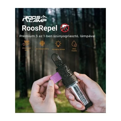 Rooscamp ROOSREPEL szúnyogriasztó, 5000mah powerbank, 600lm lámpa + tripod