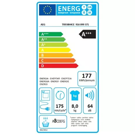 AEG TR938H4CE szárítógép hőszivattyús 8kg