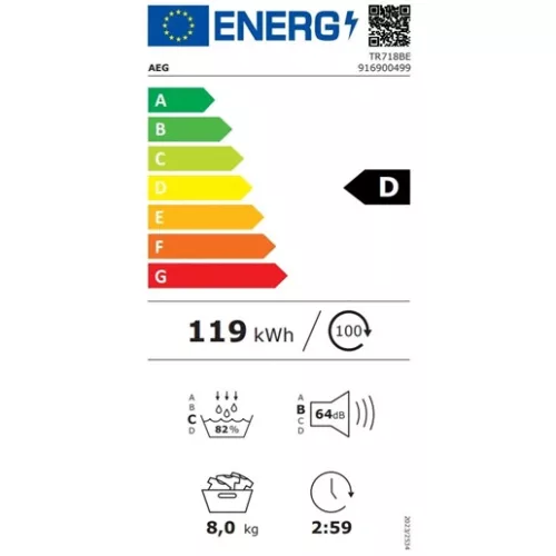 AEG TR718BE szárítógép hőszivattyús 8kg