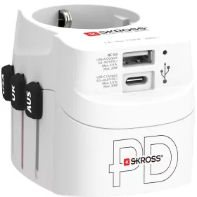   SKROSS PRO Light USB AC30PD, világutazó hálózati csatlakozó átalakító, földelt PD(gyorstöltés)