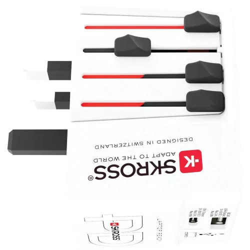 SKROSS MUV USB világutazó hálózati csatlakozó átalakító, PD (USB A, USB C), 45W + USB-C kábel