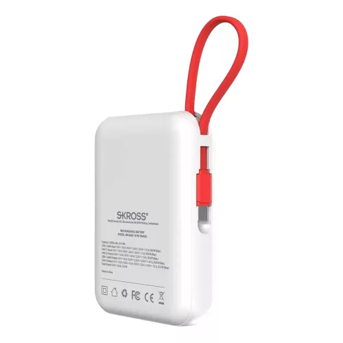 SKROSS RELOAD10 Travel / utazásra kész 10.000 mAh POWERBANK+ USB-C kábel, feltöltve