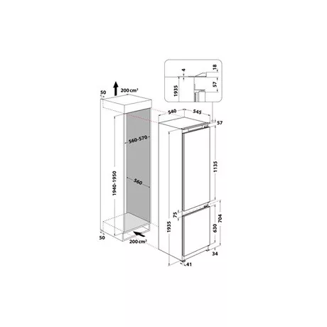 Whirlpool WHC20D013D1 hűtő alulfagyasztós beépíthető