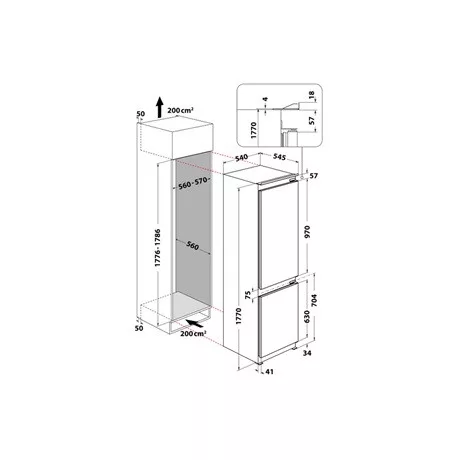 Whirlpool WHC18D021C2 SF hűtő alulfagyasztós beépíthető