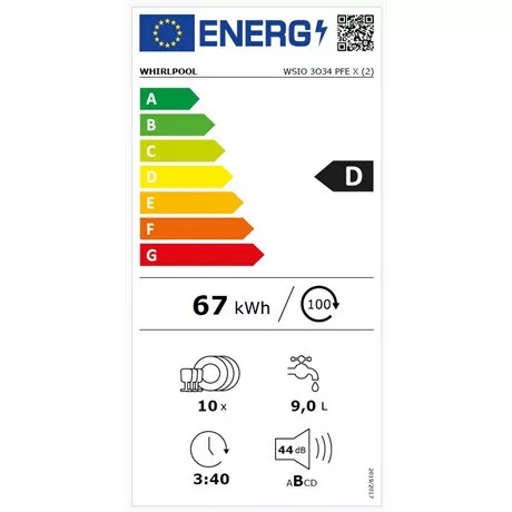 Whirlpool WSIO 3O34 PFE X mosogatógép beépíthető 10 teríték keskeny