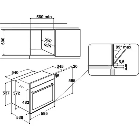 Whirlpool W7 OM4 4S1 P sütő beépíthető elektromos