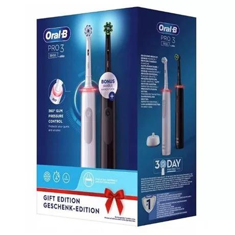Oral-b PRO 3900 DUO WHITE/BLACK elektromos fogkefe