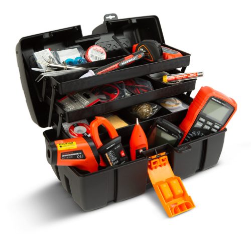 Kinyitható tálcás szerszámostáska - három tálcás - műanyag - 37 x 23 x 21 cm (11011B)